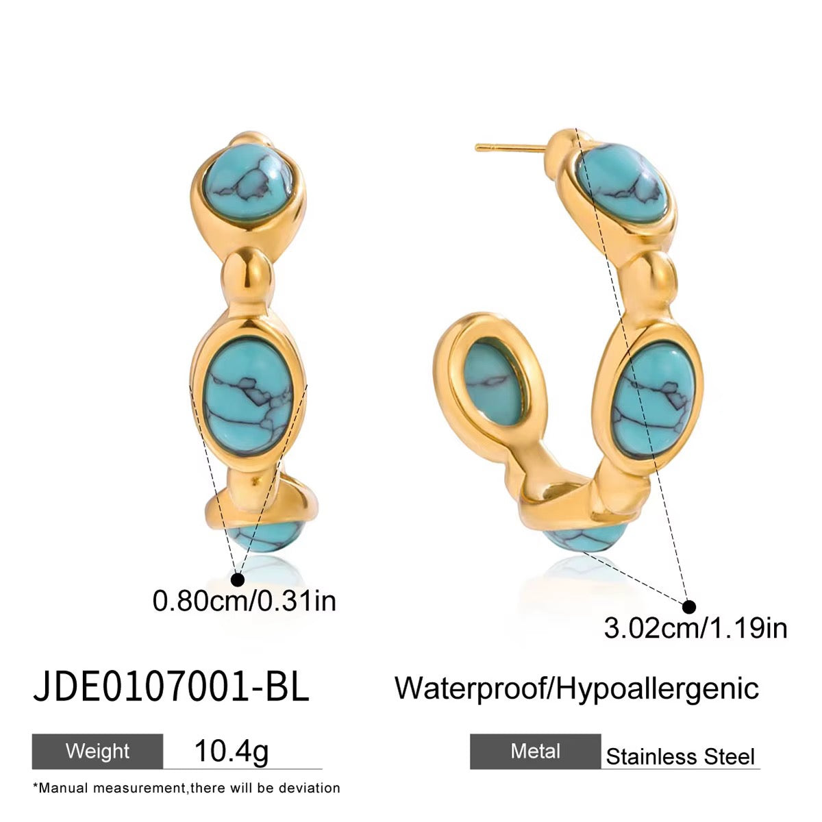 The Turquoise Pearl Oval Hoop Earrings