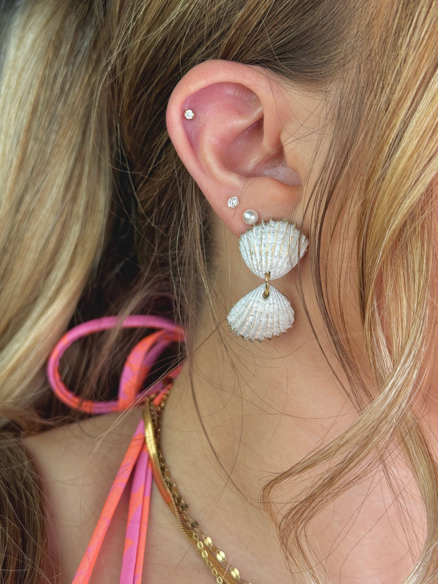 Double Shell Clay Earrings
