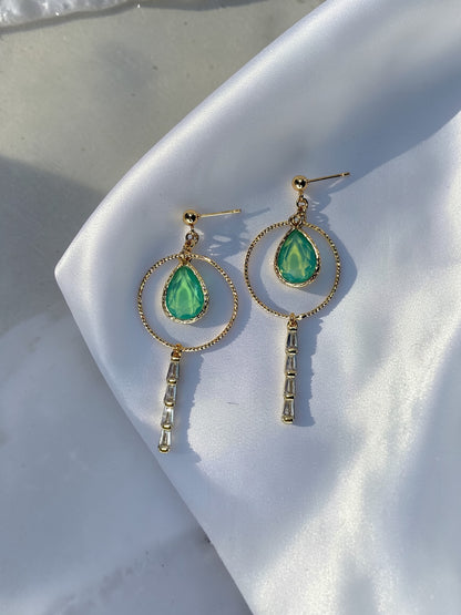 Sea Glass Halo Drop Earrings