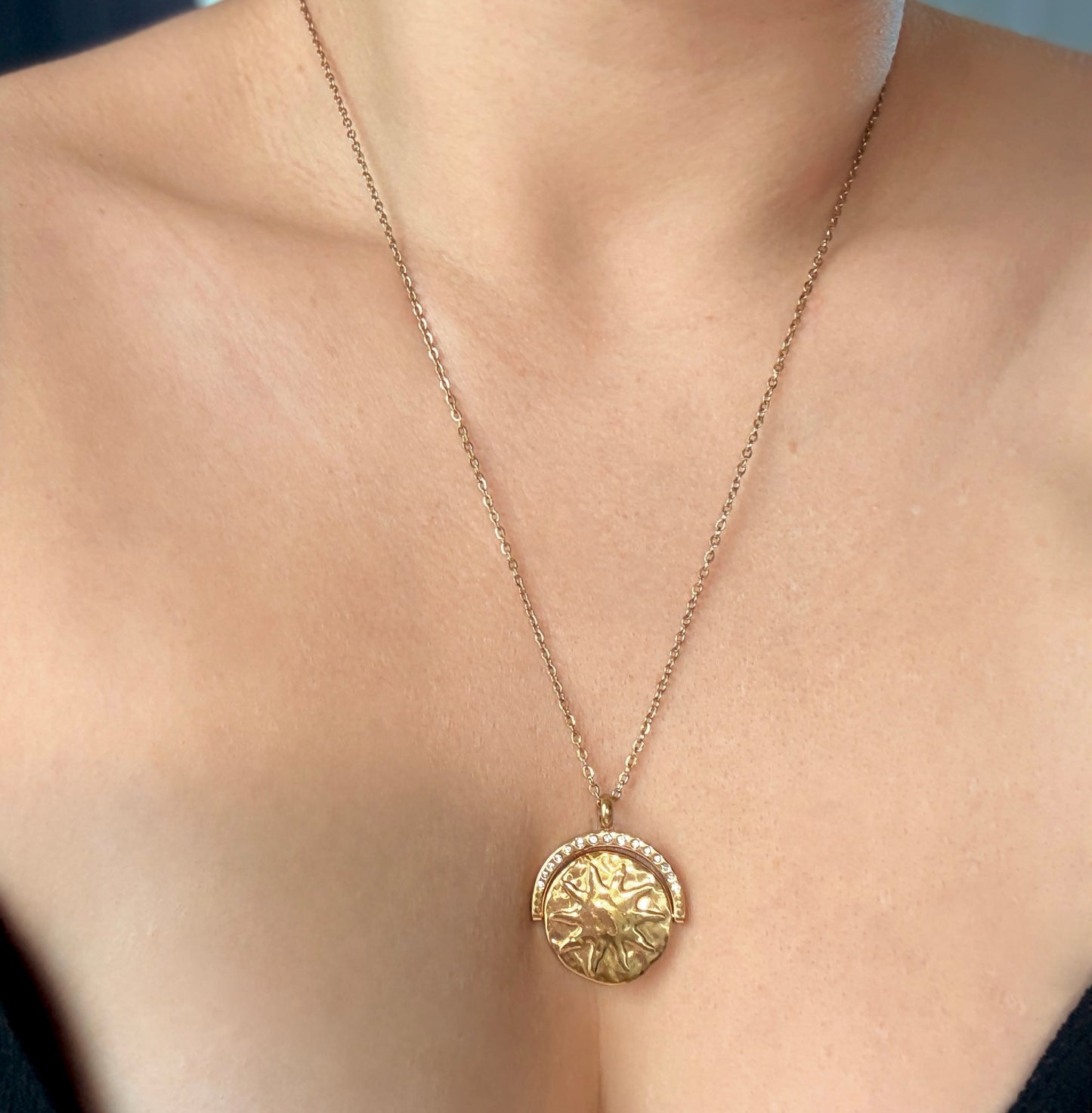 Reversible Sun and Moon Pendant Necklace Two Sided Celestial Jewelry