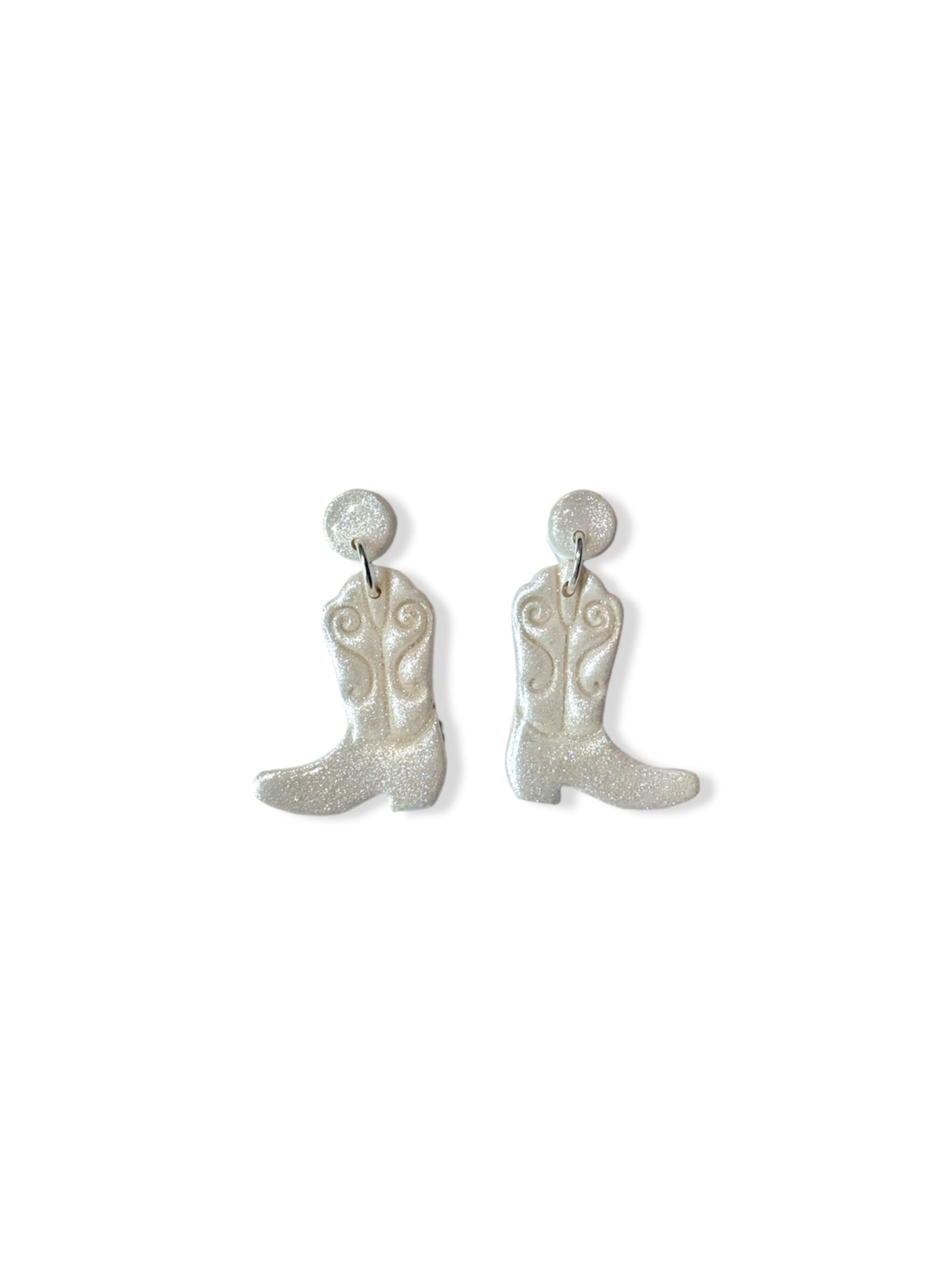 White Boot Earrings