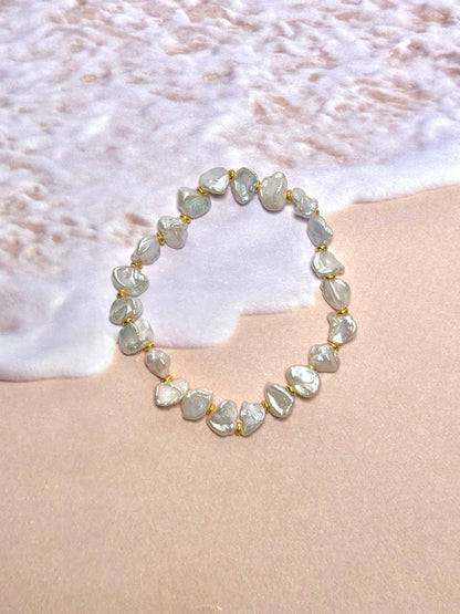 Keshi Pearl & Gold Bead Bracelet