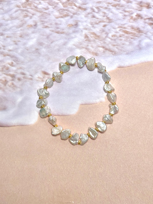 Keshi Pearl & Gold Bead Bracelet