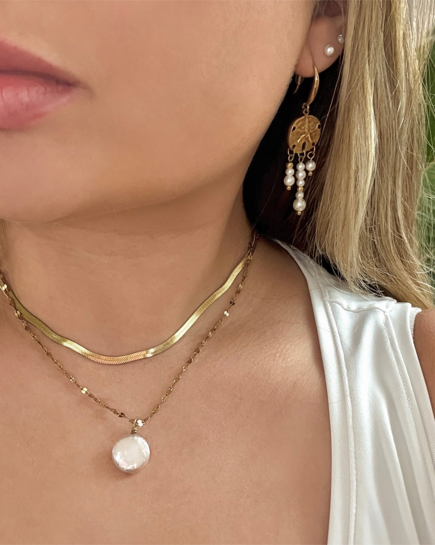Sand Dollar Tassel Earrings
