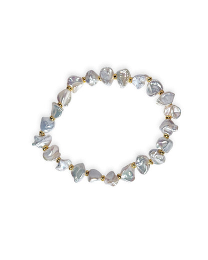 Keshi Pearl & Gold Bead Bracelet