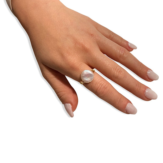 Coin Pearl Wrap Ring