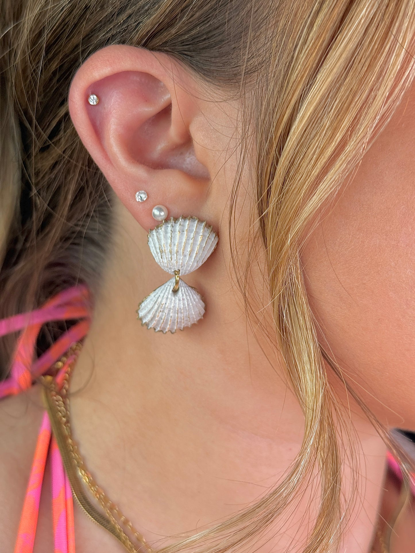 Double Shell Clay Earrings