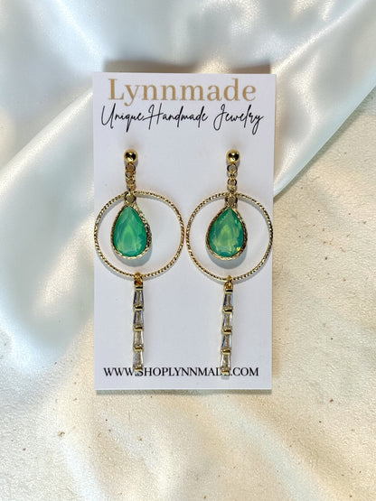 Sea Glass Halo Drop Earrings