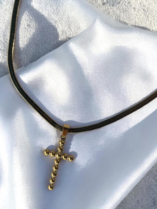 Statement Herringbone Cross Necklace
