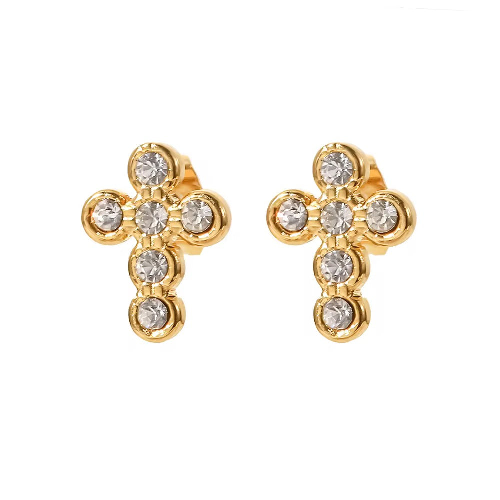 Pave Cross Stud Earrings