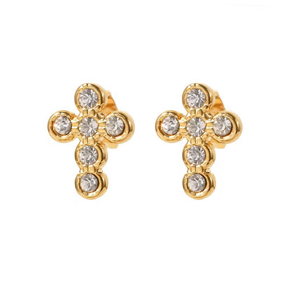 Pave Cross Stud Earrings