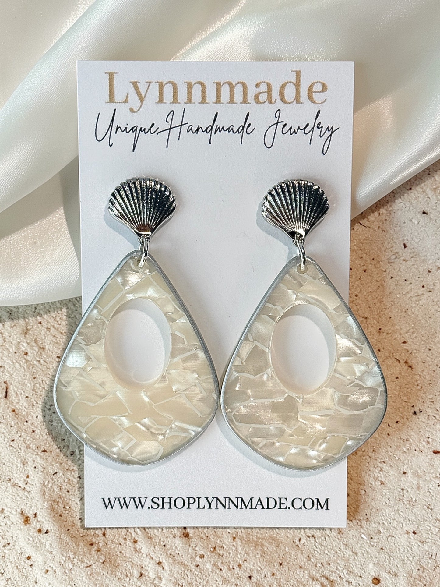 Luminous Tide Mother of Pearl Shell Drop Earrings in Gold or Silver mother of Pearl Shell statement earrings