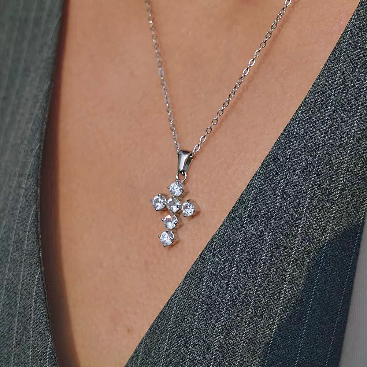 Golden Aura Cross Necklace