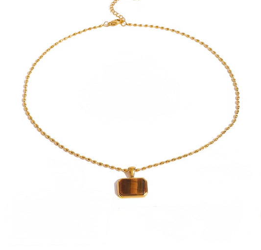 Golden Tiger Eye Pendant Necklace