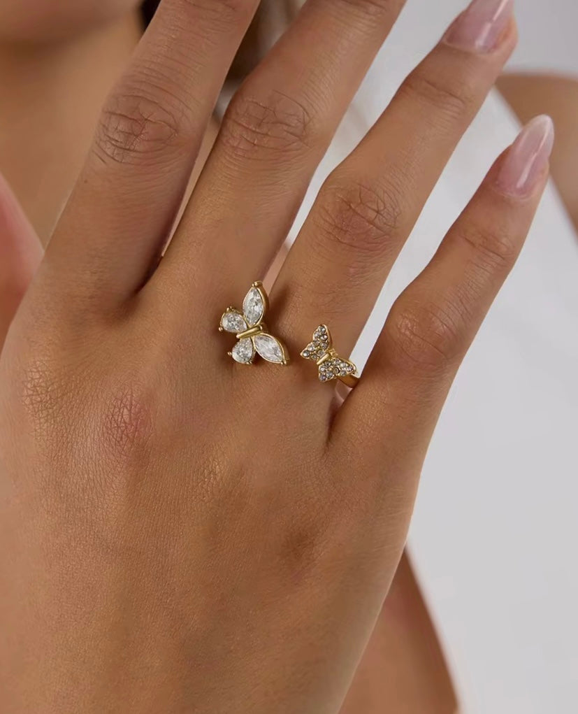 Crystal Butterfly Glow Ring