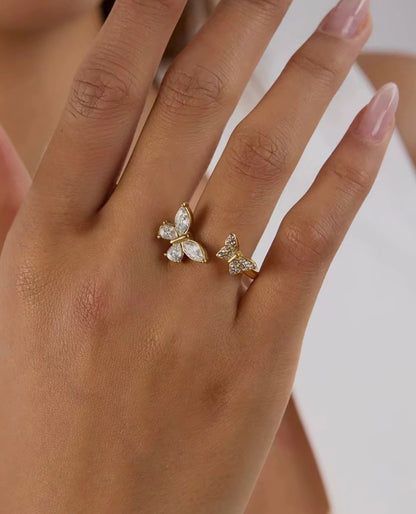 Crystal Butterfly Glow Ring
