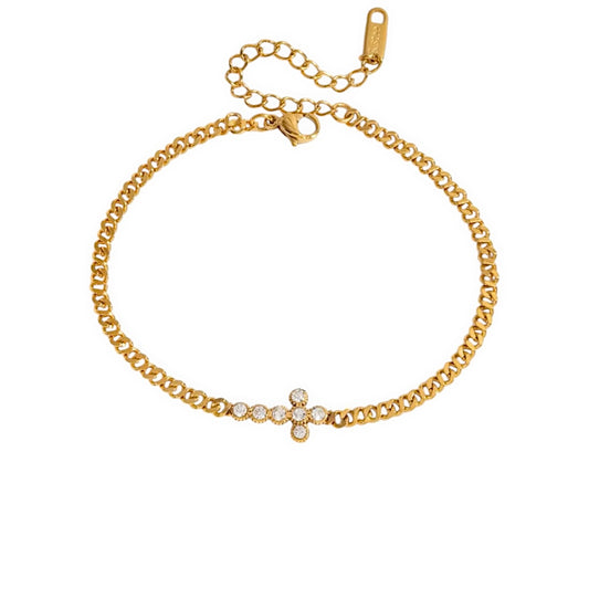 Pave Cross Chain Bracelet