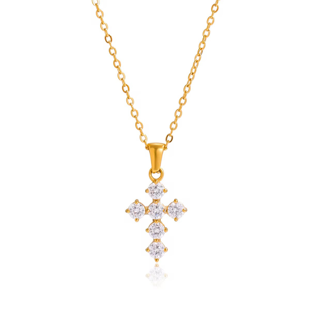 Golden Aura Cross Necklace