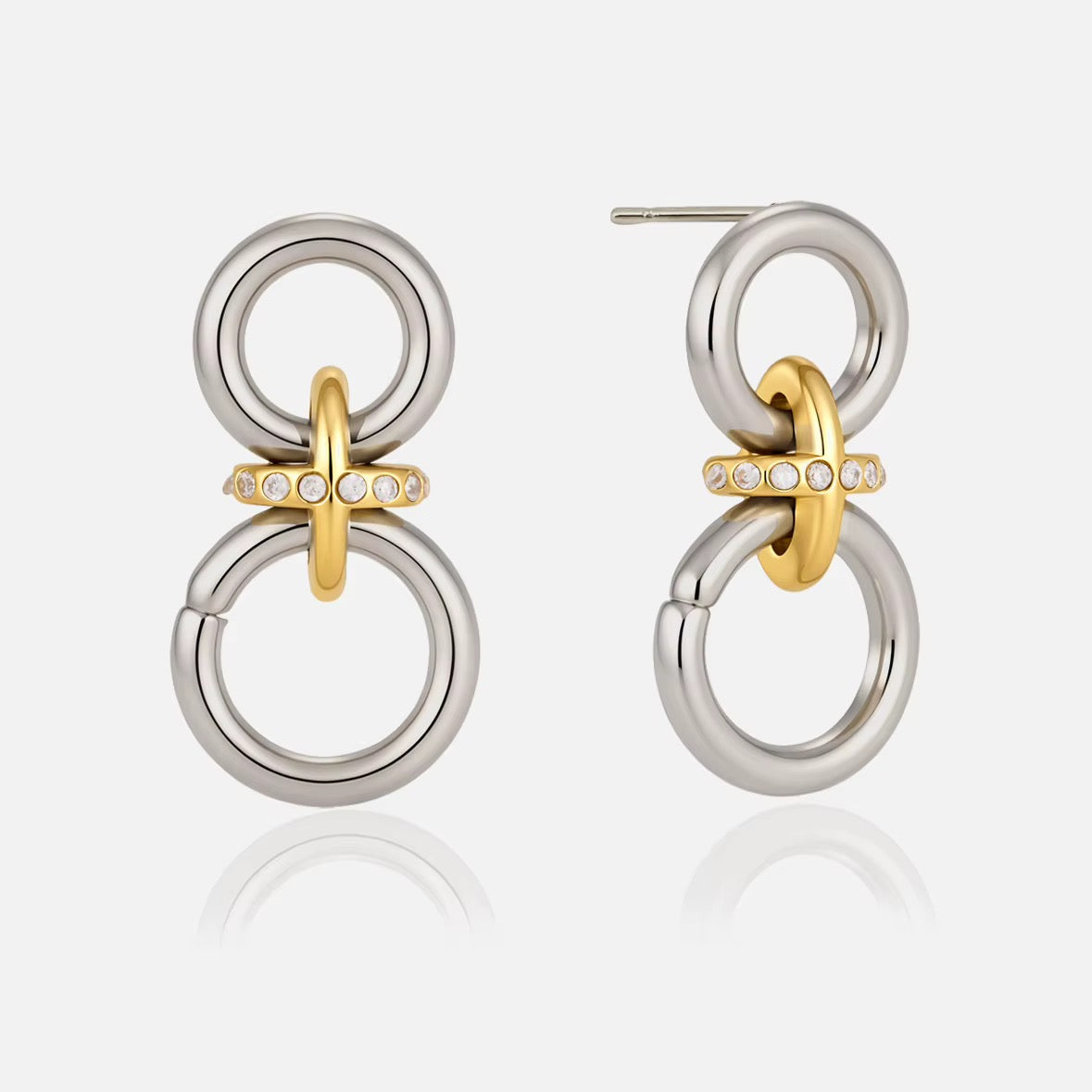 The Compass Two-Tone Link Drop Earrings