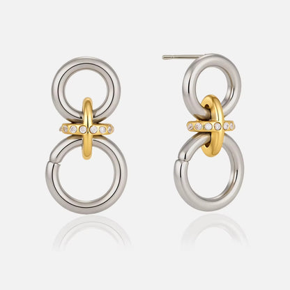 The Compass Two-Tone Link Drop Earrings