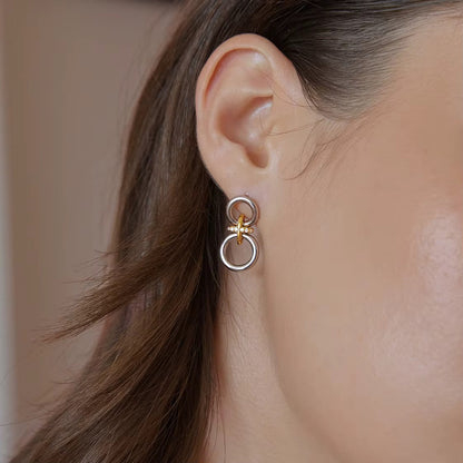 The Compass Two-Tone Link Drop Earrings