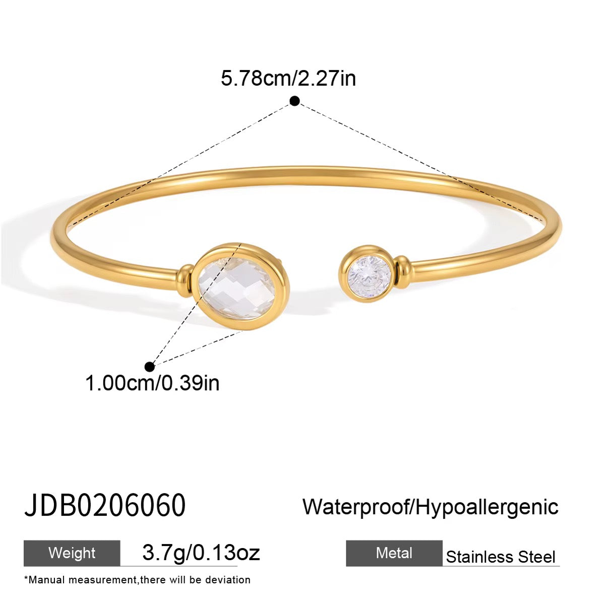 The Blue CZ Connector Open Cuff Bangle