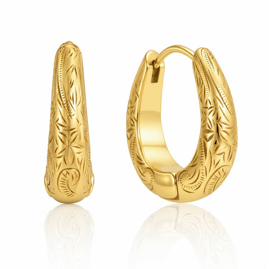 The Vintage Botanical Scroll Huggie Hoop Earrings
