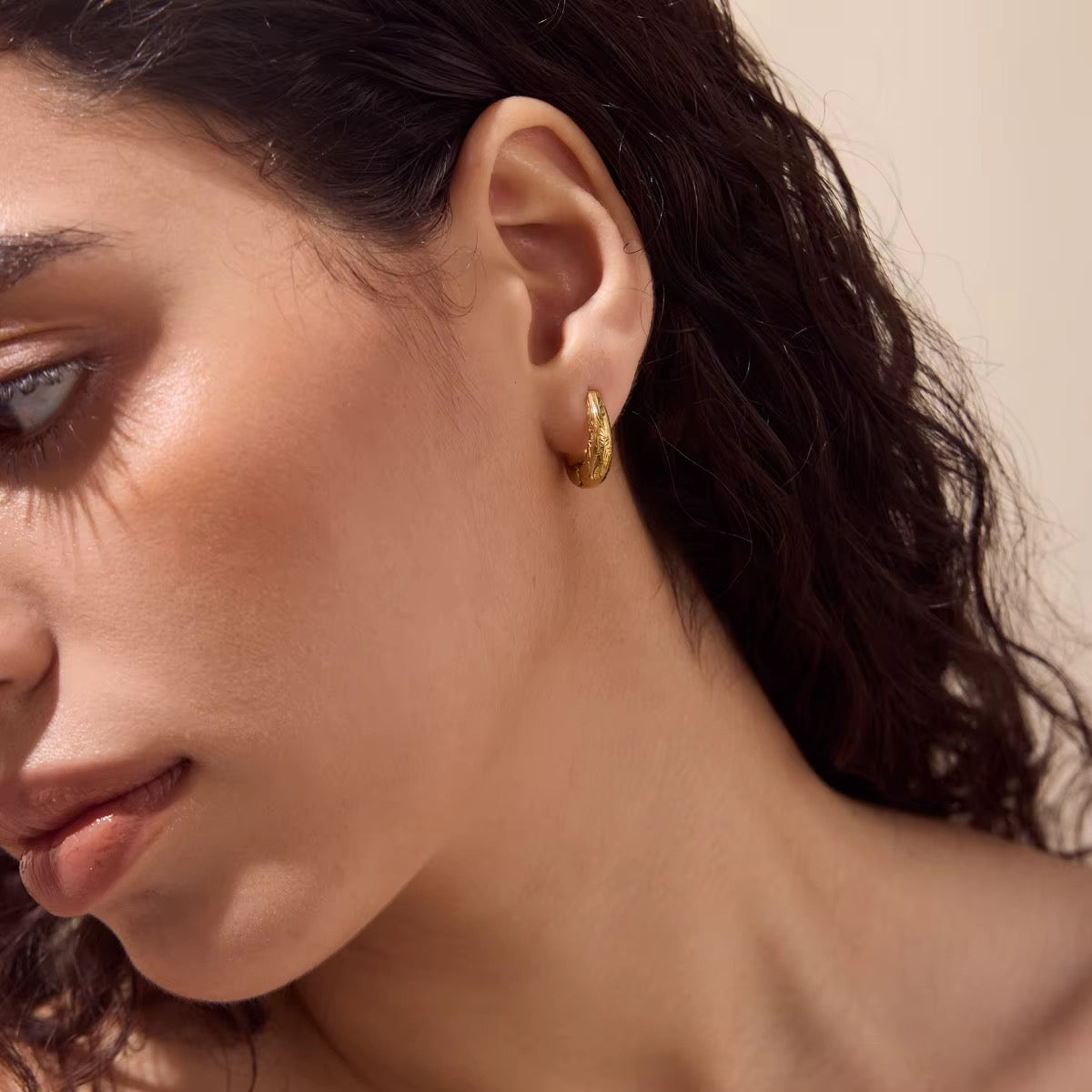 The Vintage Botanical Scroll Huggie Hoop Earrings
