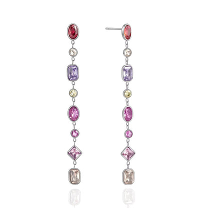 The Colorful Zircon Geometric Tassel Earrings