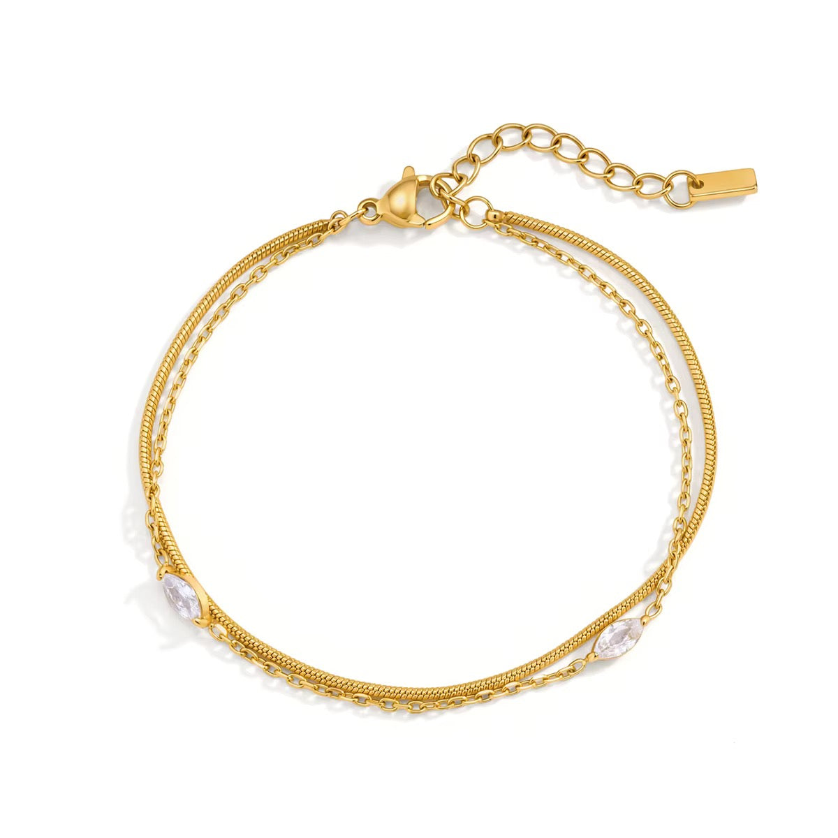 The Marquise Zircon Snake Chain Bracelet