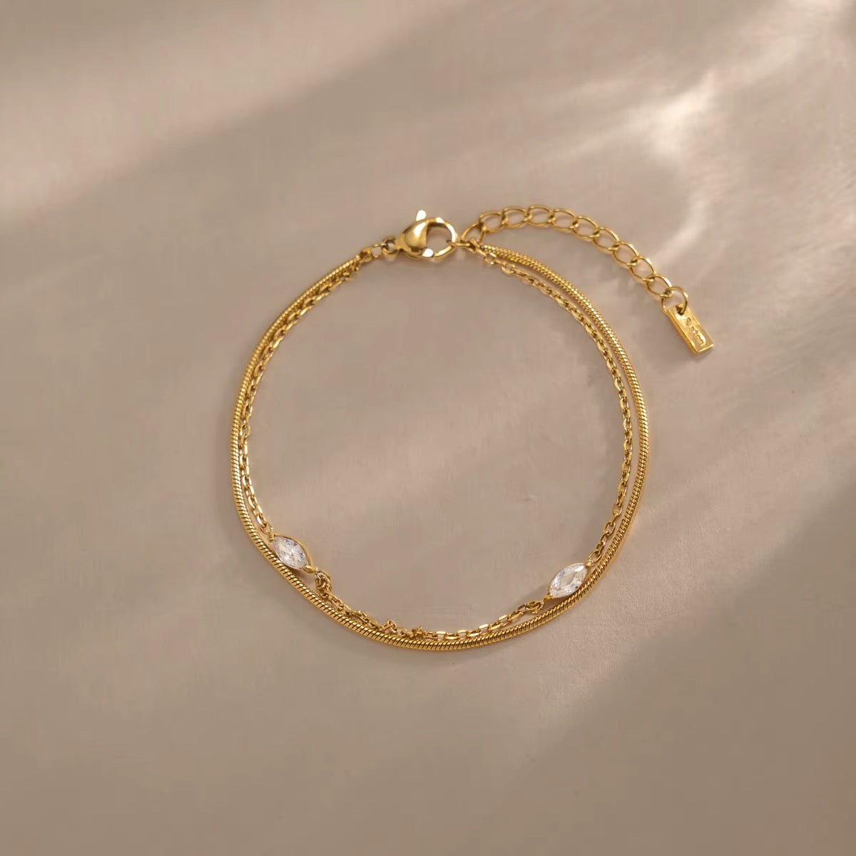 The Marquise Zircon Snake Chain Bracelet