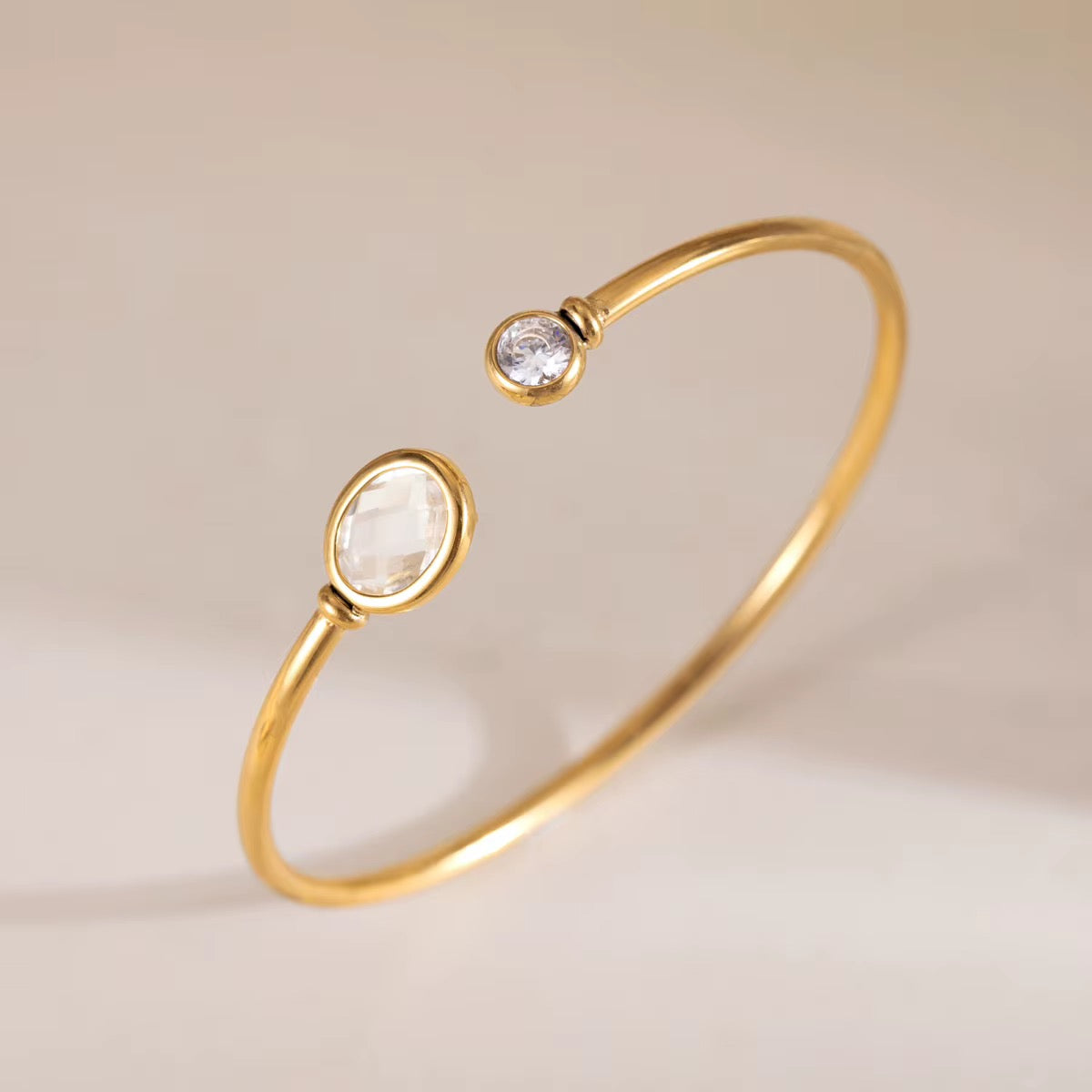 The Blue CZ Connector Open Cuff Bangle