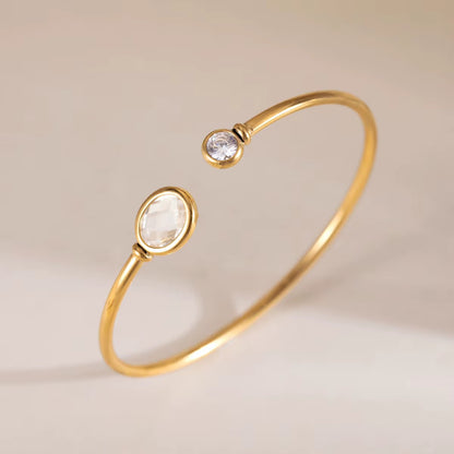 The Blue CZ Connector Open Cuff Bangle