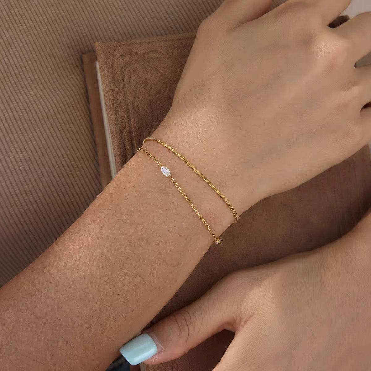 The Marquise Zircon Snake Chain Bracelet