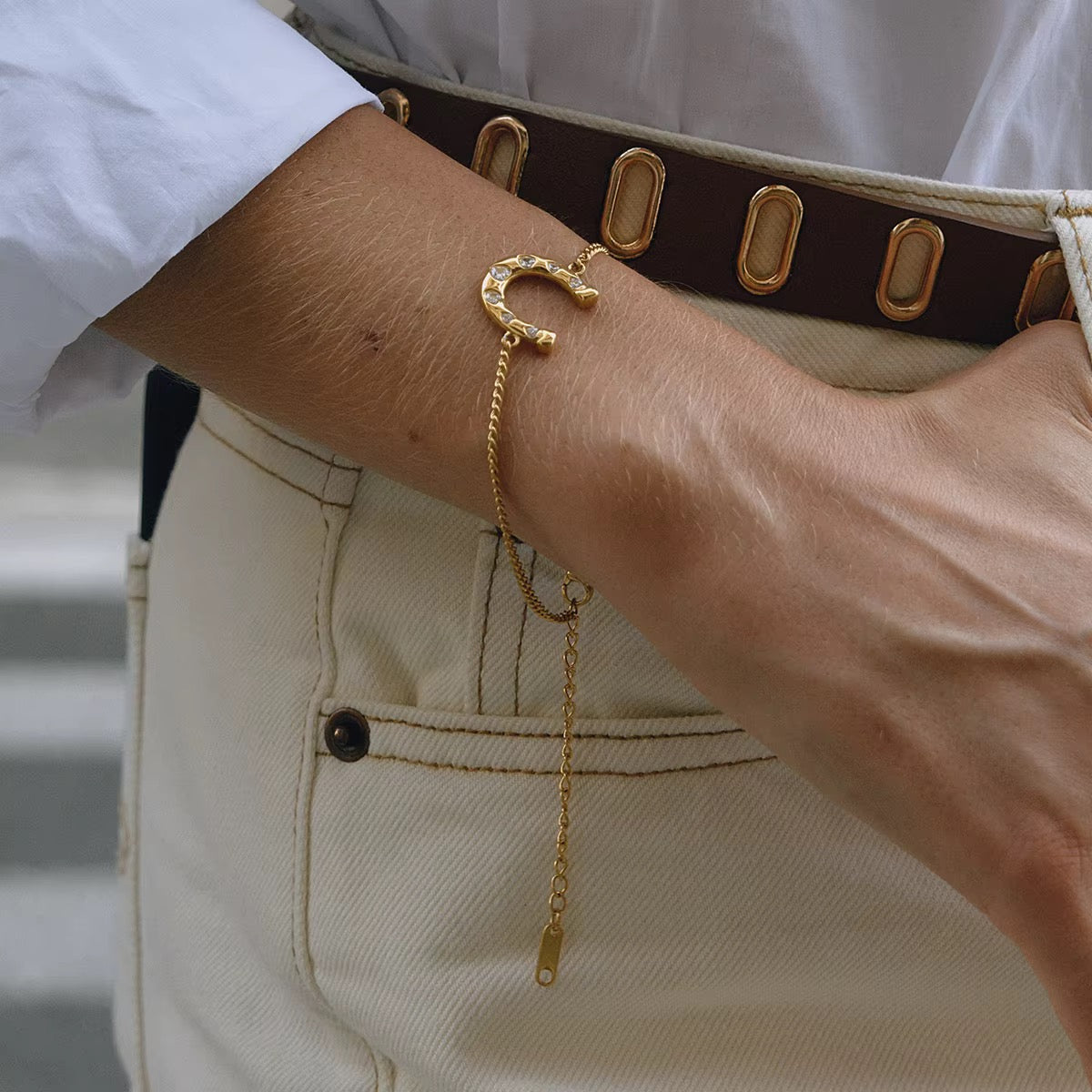 The Lucky Horseshoe Zircon Pendant Bracelet