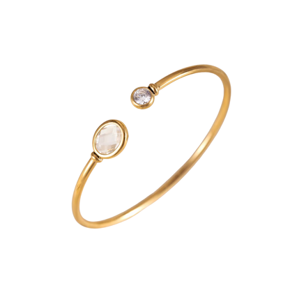The Blue CZ Connector Open Cuff Bangle